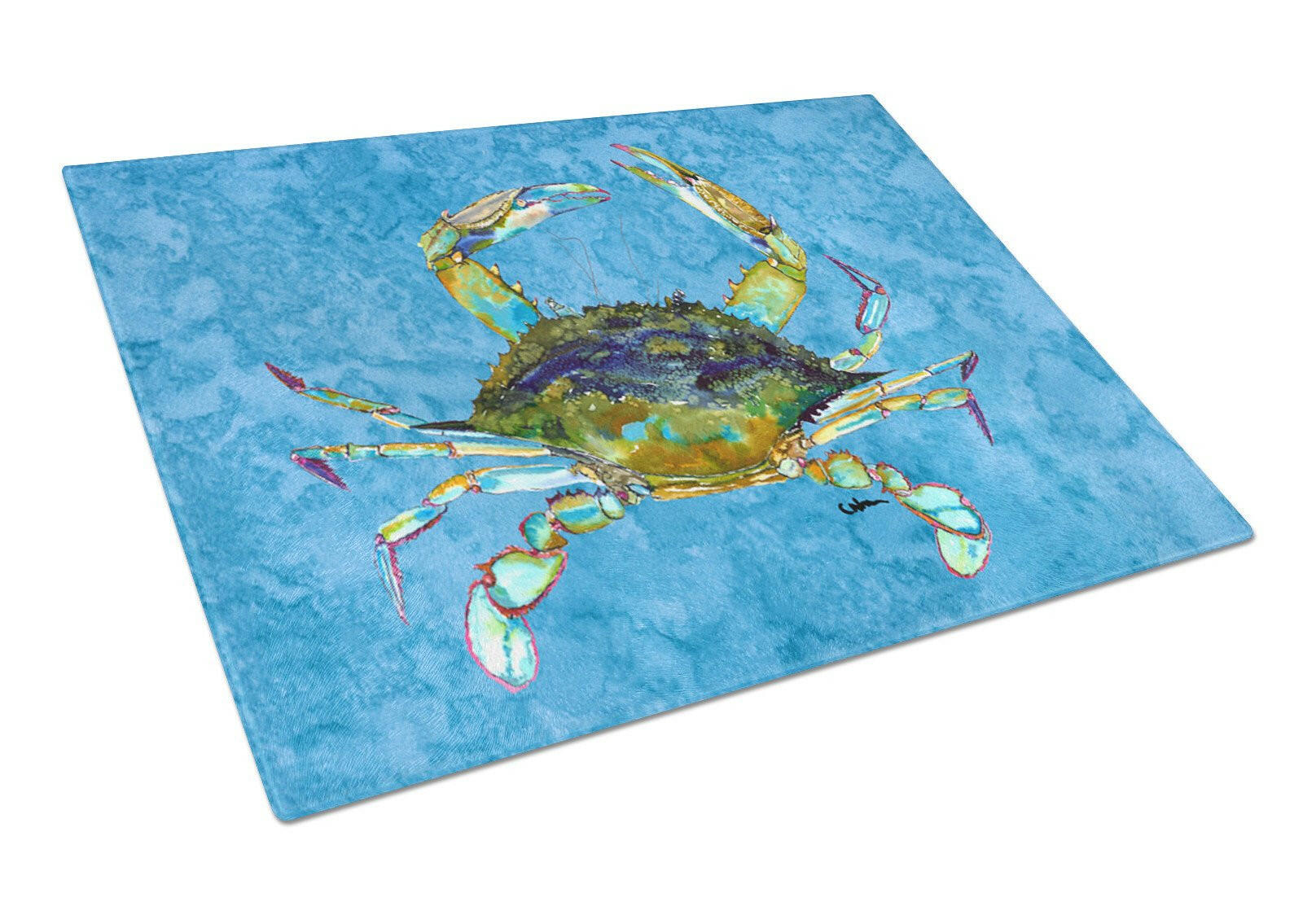 Crab Cutting Board Tempered Glass Kitchen Cutting Surface, Heat Resistant Chopping, Non-Slip Feet, Food Prep & Serving