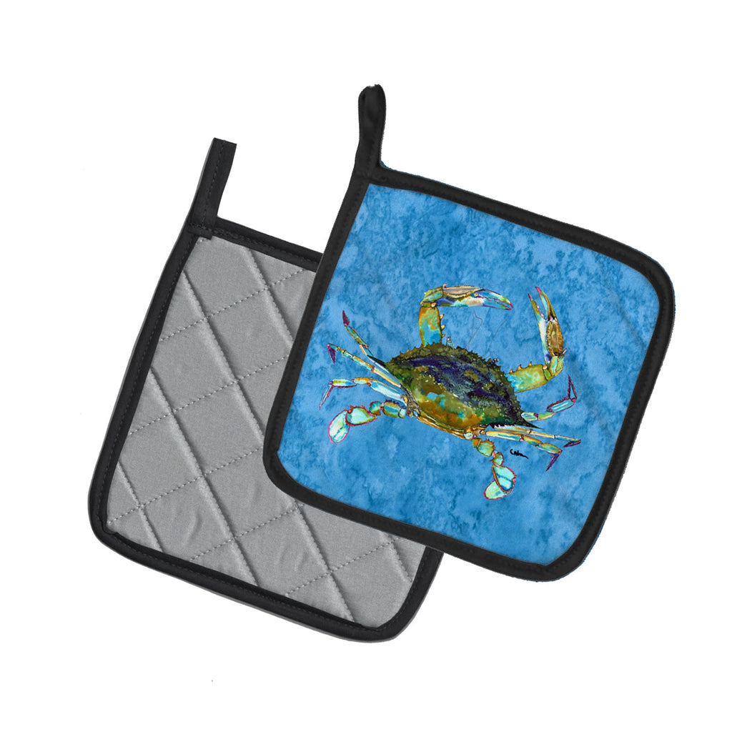 Crab Pot Holder Set of 2 Heat Resistant Quilted Hot Pads 7.5 x 7.5 Inch, Insulated Kitchen Trivets for Cooking & Baking