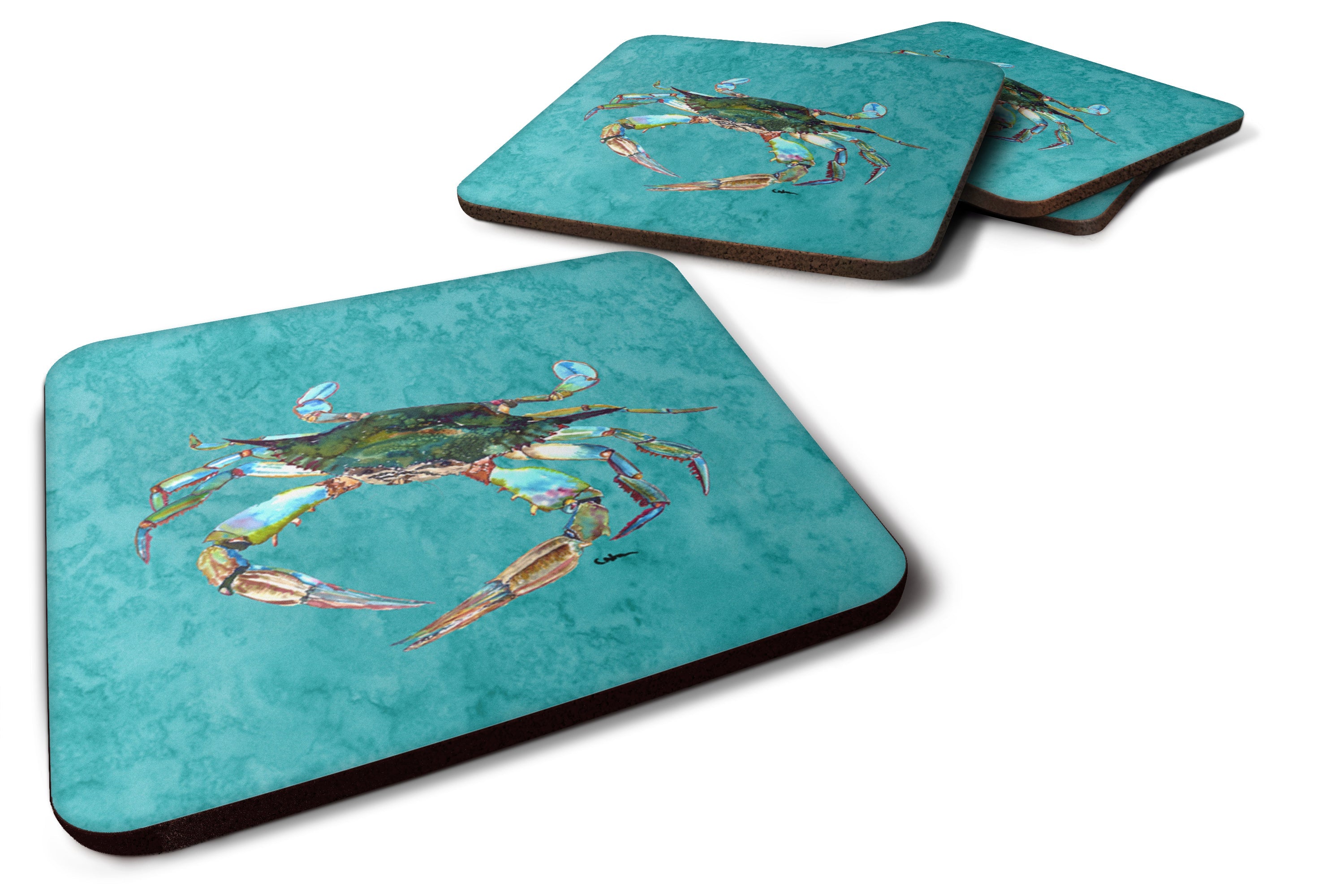 Crab Foam Coasters Set of 4 Cup Coasters for Indoor Outdoor, Tabletop Protection, Anti Slip, Mouse pad Material