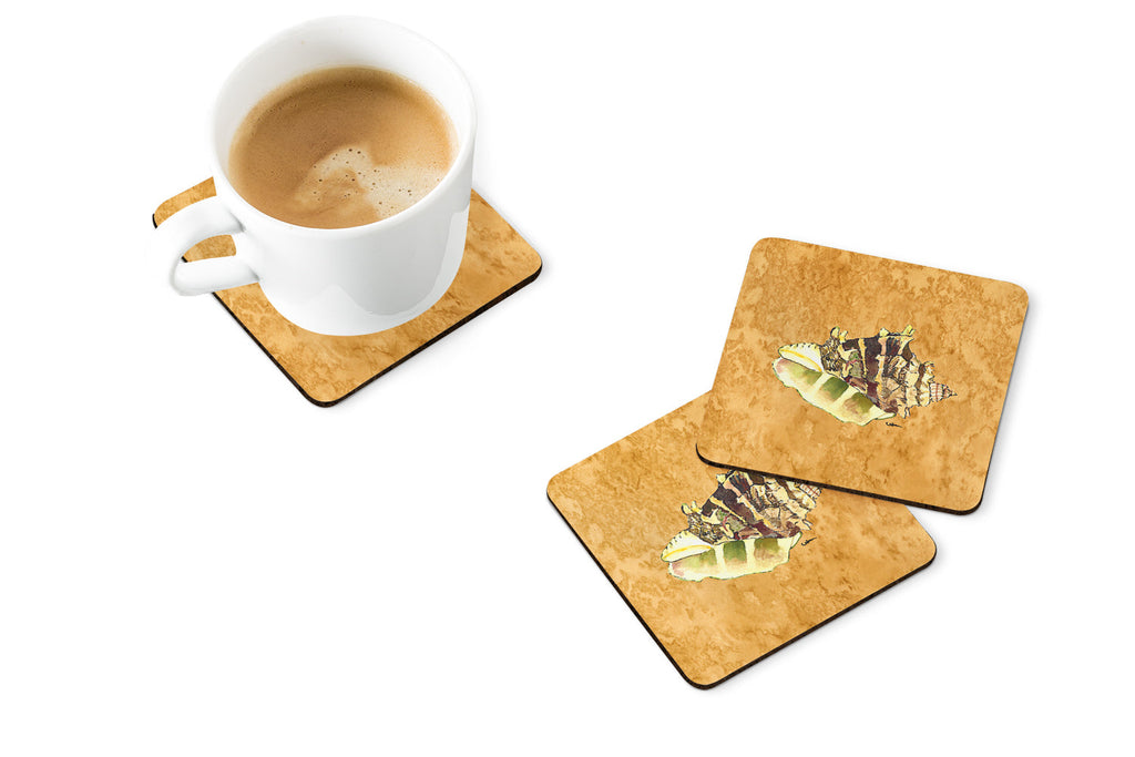 Shell Foam Coasters Set of 4 Cup Coasters for Indoor Outdoor, Tabletop Protection, Anti Slip, Mouse pad Material