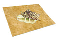 Shell Cutting Board Tempered Glass Kitchen Cutting Surface, Heat Resistant Chopping, Non-Slip Feet, Food Prep & Serving