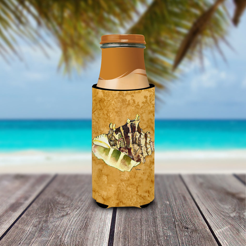Shell Slim Can Hugger , Insulated Foam Hugger for 12 oz Slim Cans, Beer Bottles & Water Bottles, Printed in USA