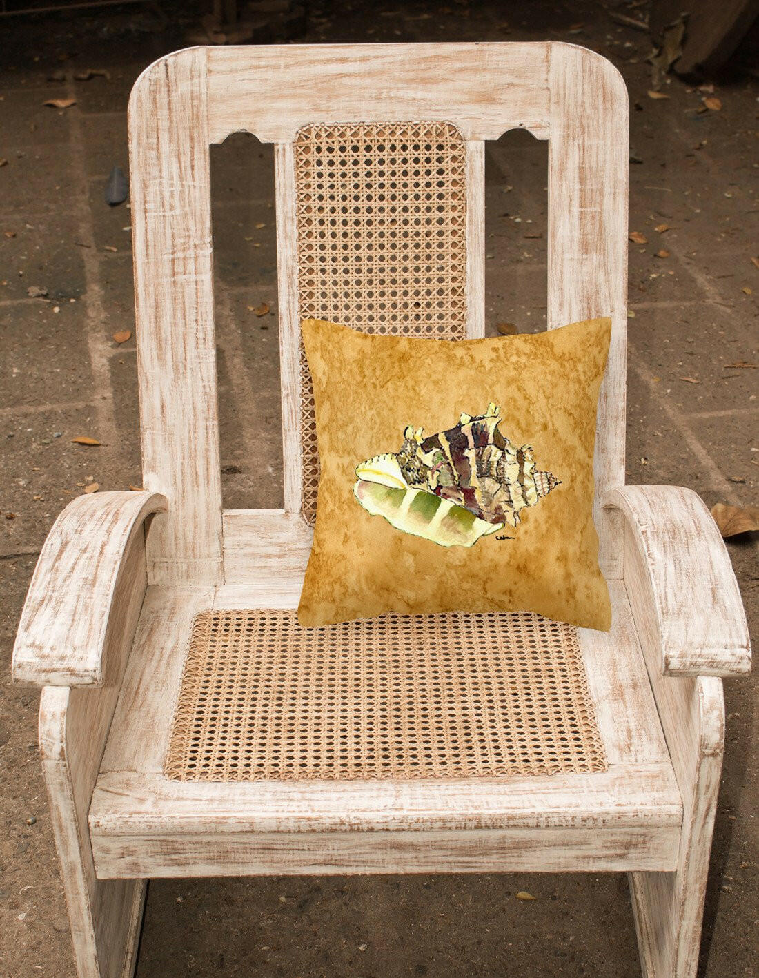 Shell Decorative Throw Pillow 14x14 Indoor Outdoor Accent Cushion, Fabric Cover with Insert for Sofa, Bed, Porch & Living Room