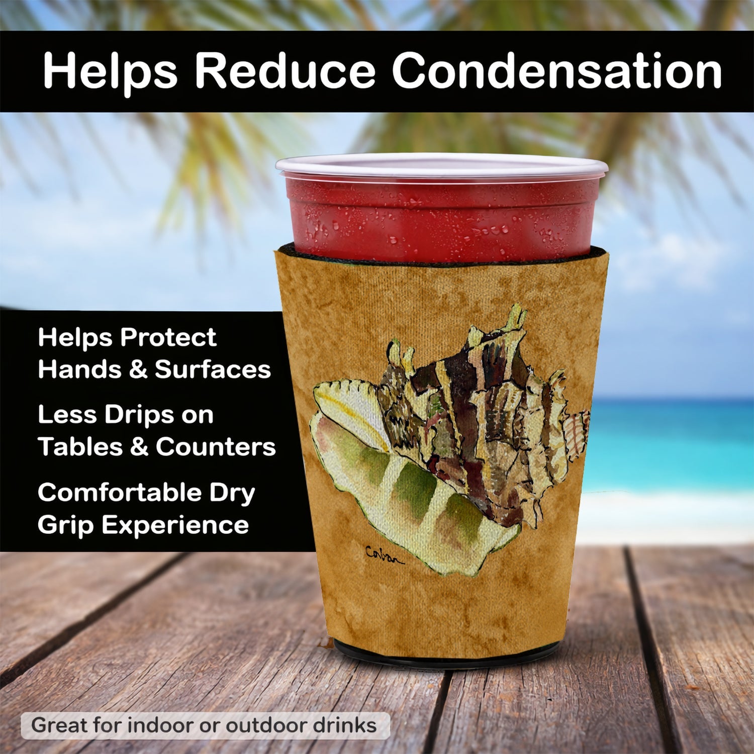 Shell Red Cup Hugger Sleeve for 16–22 oz Party Cups, Insulated Foam Drink Holder for Iced Coffee, Tailgate & BBQ Reusable