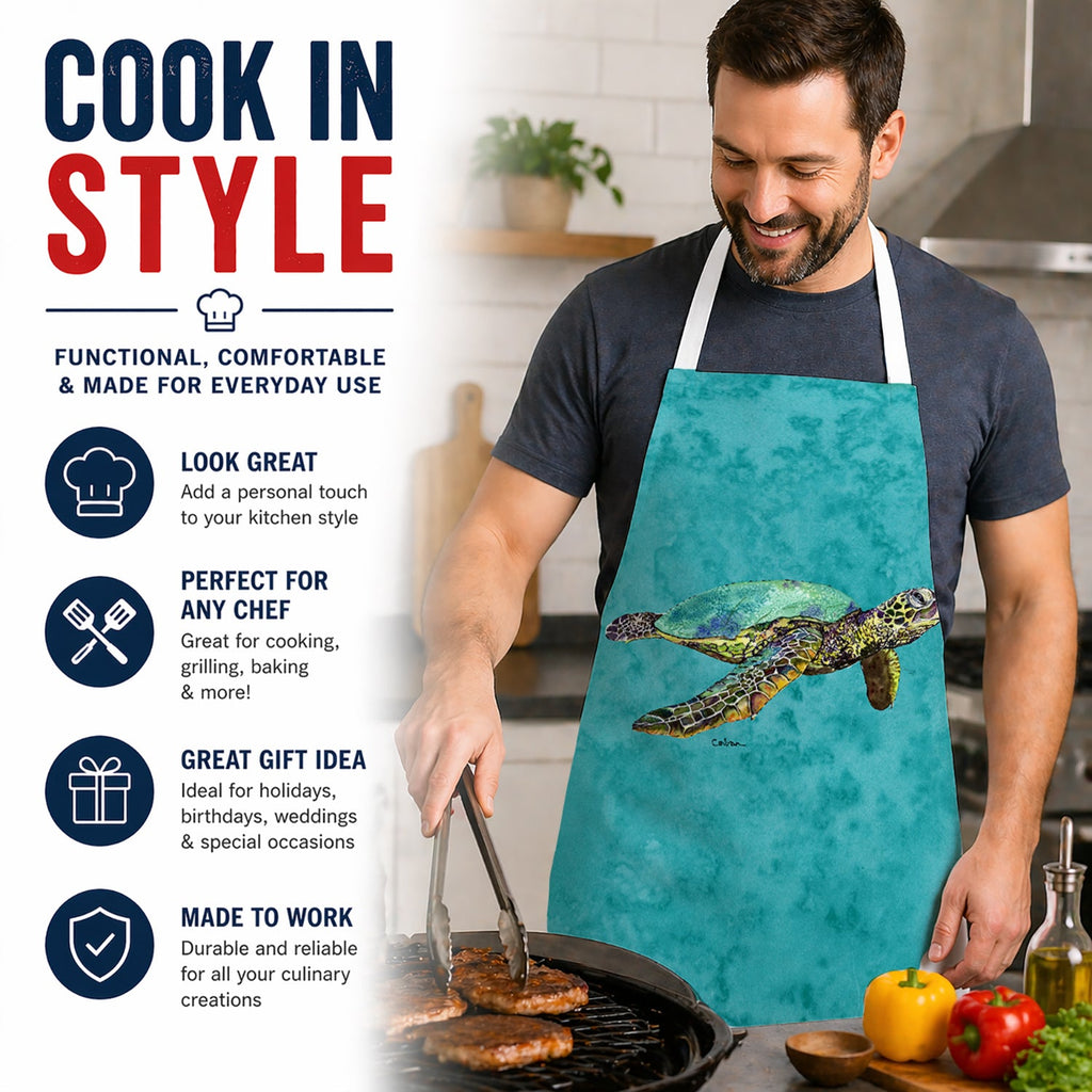 Turtle Apron Cooking Kitchen Server Baking Crafts Gardening for Adult Women Men, Unisex, Large, Multicolor