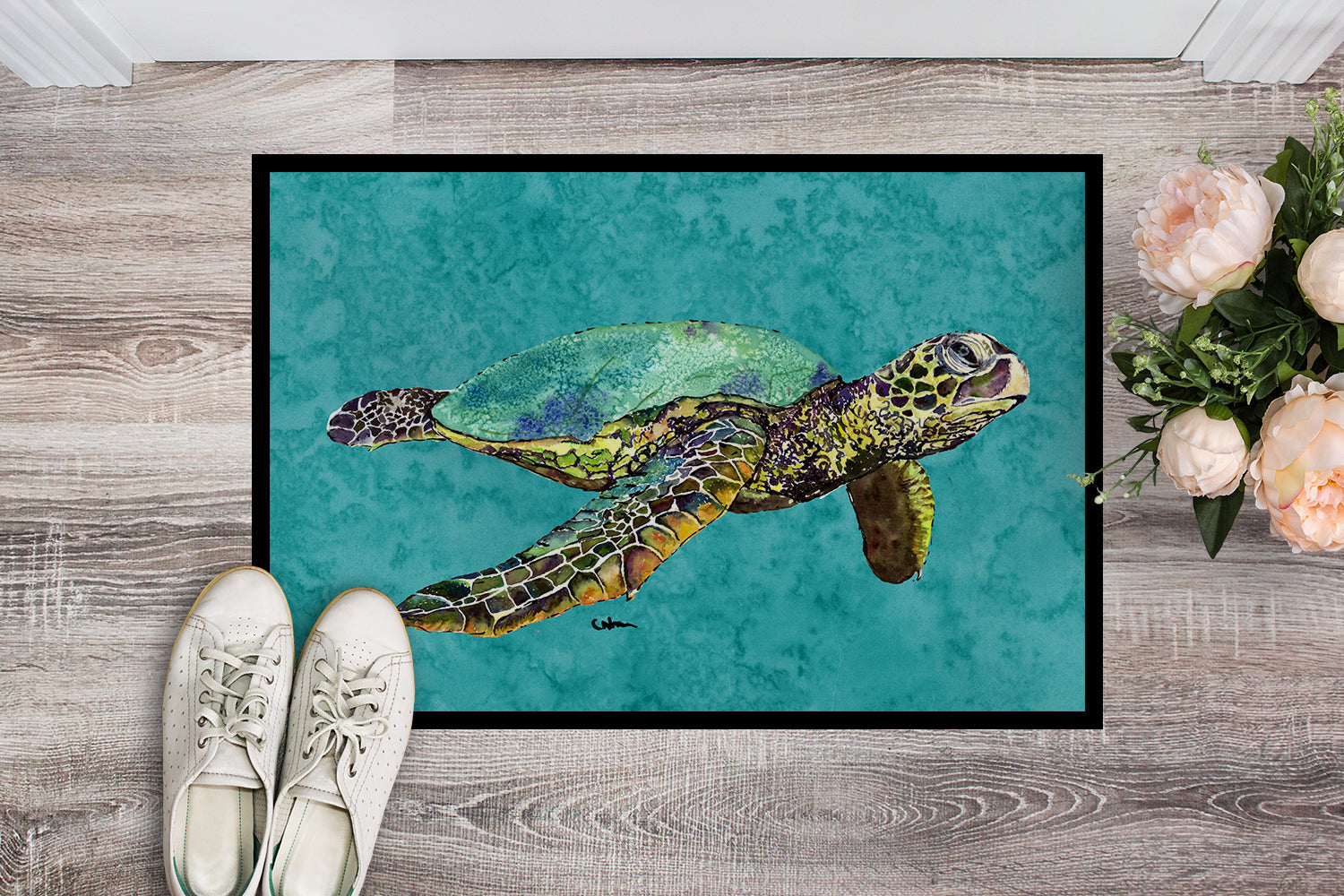 Turtle Doormat Indoor Outdoor 24H X 36W Front Door Mat Rugs for Entryway, Non Slip Washable Low Pile,