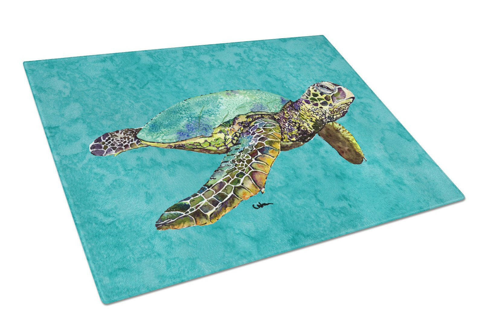 Turtle Cutting Board Tempered Glass Kitchen Cutting Surface, Heat Resistant Chopping, Non-Slip Feet, Food Prep & Serving