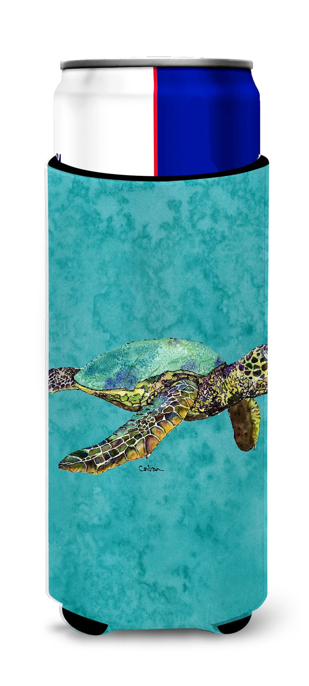 Turtle Slim Can Hugger , Insulated Foam Hugger for 12 oz Slim Cans, Beer Bottles & Water Bottles, Printed in USA