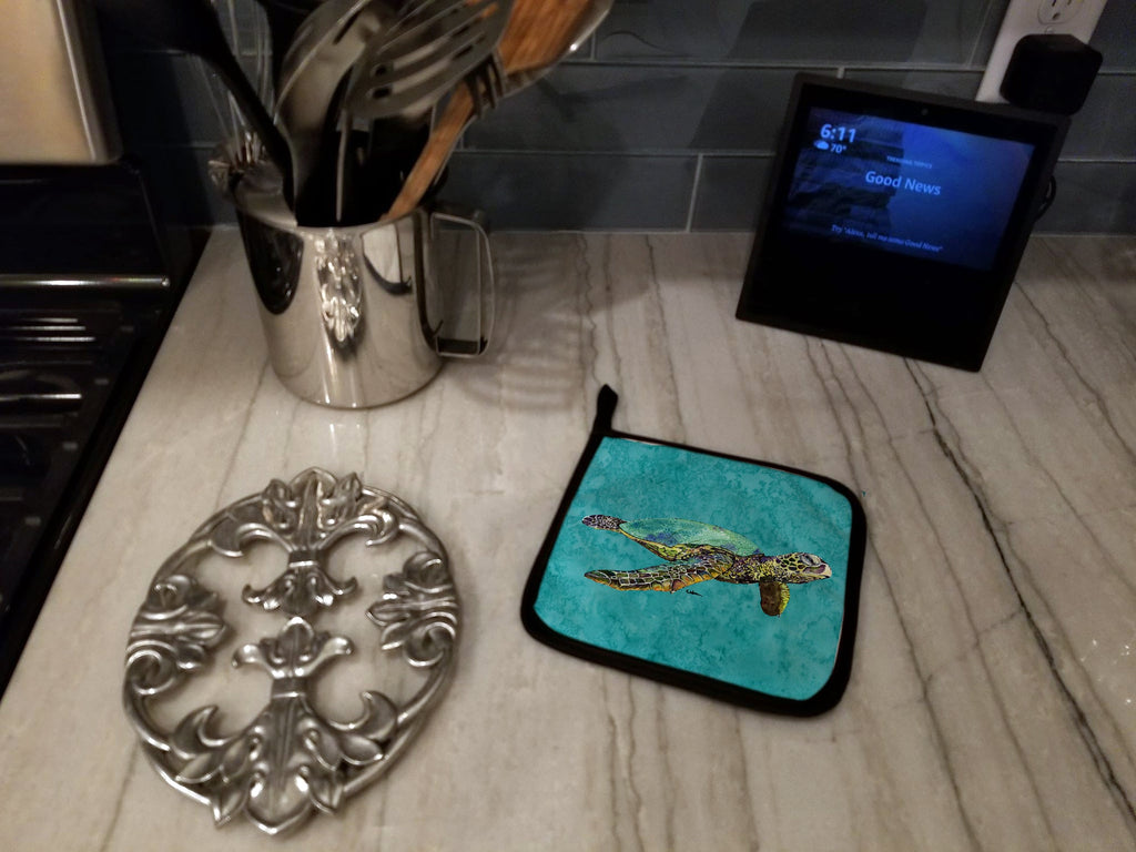 Turtle Pot Holder Set of 2 Heat Resistant Quilted Hot Pads 7.5 x 7.5 Inch, Insulated Kitchen Trivets for Cooking & Baking