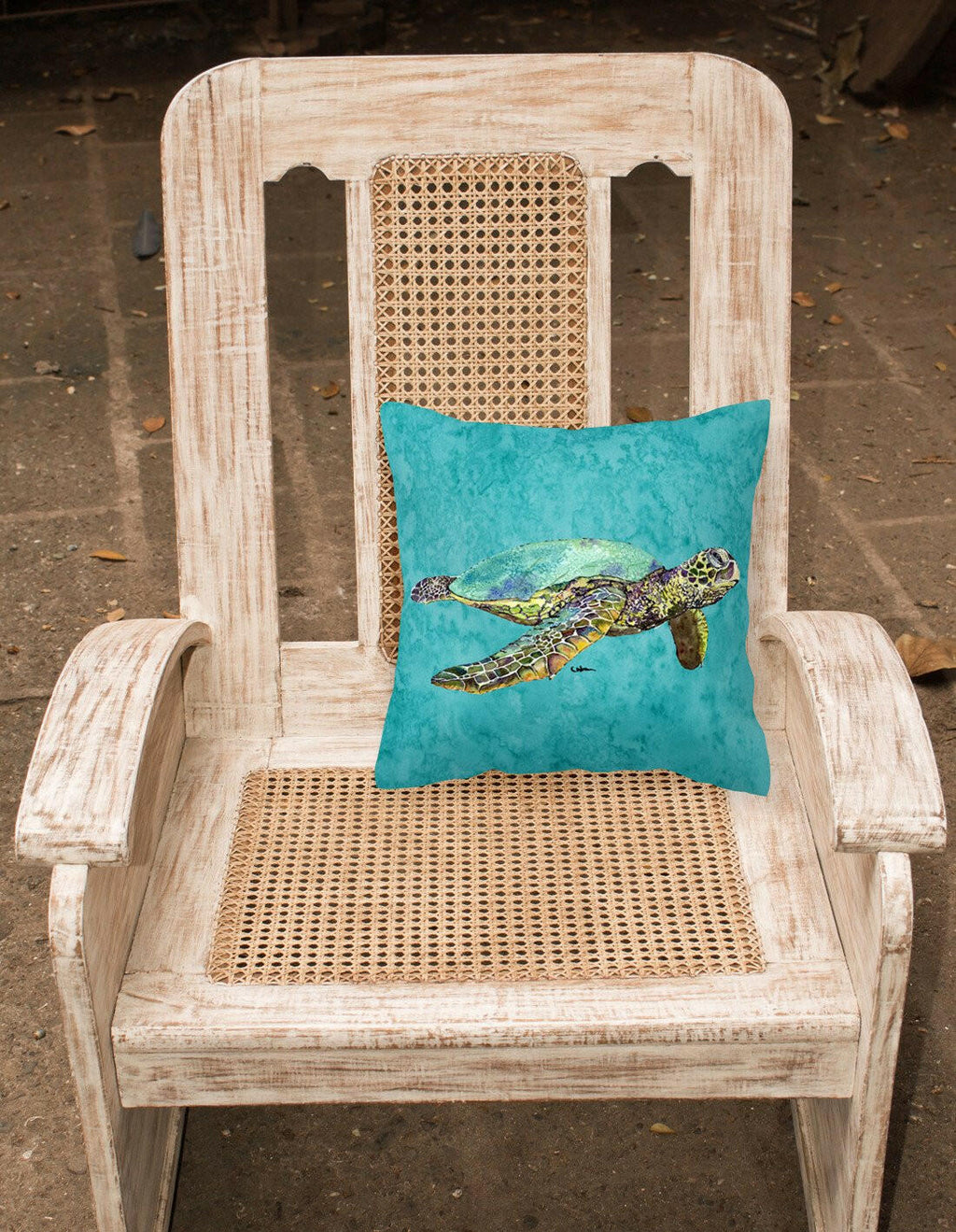 Turtle Decorative Throw Pillow 14x14 Indoor Outdoor Accent Cushion, Fabric Cover with Insert for Sofa, Bed, Porch & Living Room