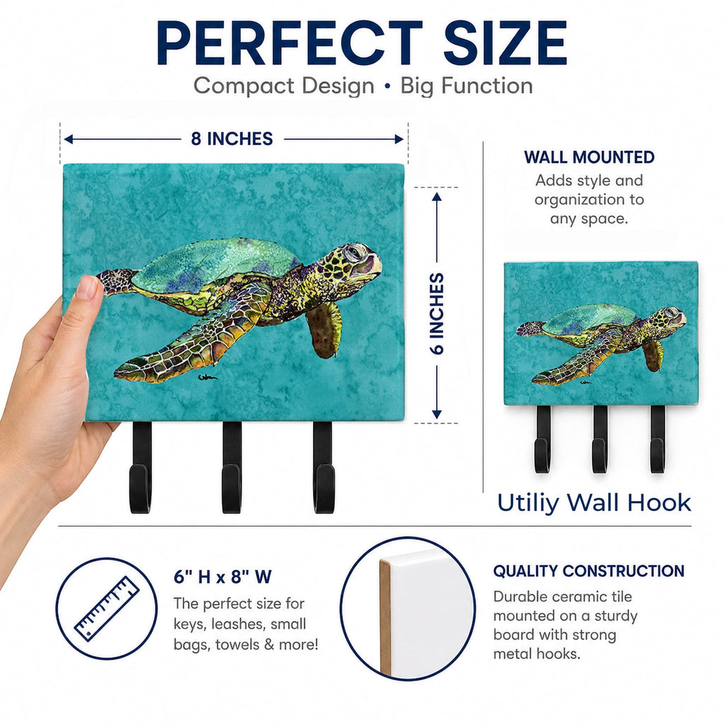 Turtle Leash or Key Holder Wall Hooks, Coat Rack Wall Mount, for Hanging Keys, Towels, Aprons, Leashes