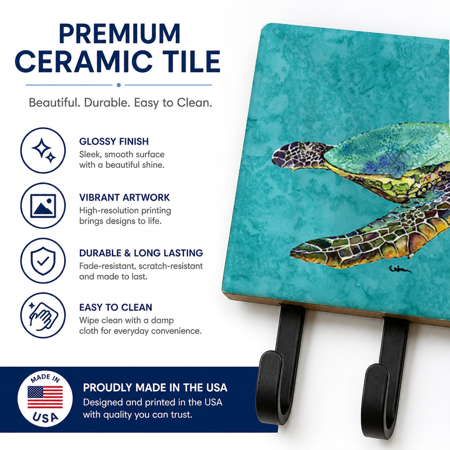 Turtle Leash or Key Holder Wall Hooks, Coat Rack Wall Mount, for Hanging Keys, Towels, Aprons, Leashes