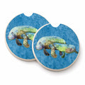 Manatee Set of 2 Cup Holder Car Coasters Absorbent Round Sandstone Coasters Gifts for Men or Women, 2.5, Multicolor