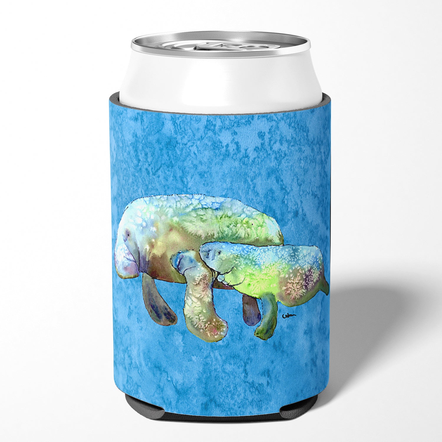 Manatee Can or Bottle Hugger Cooler Sleeve for Standard 12 oz Cans, Insulated Foam Beer & Soda Can Hugger Reusable