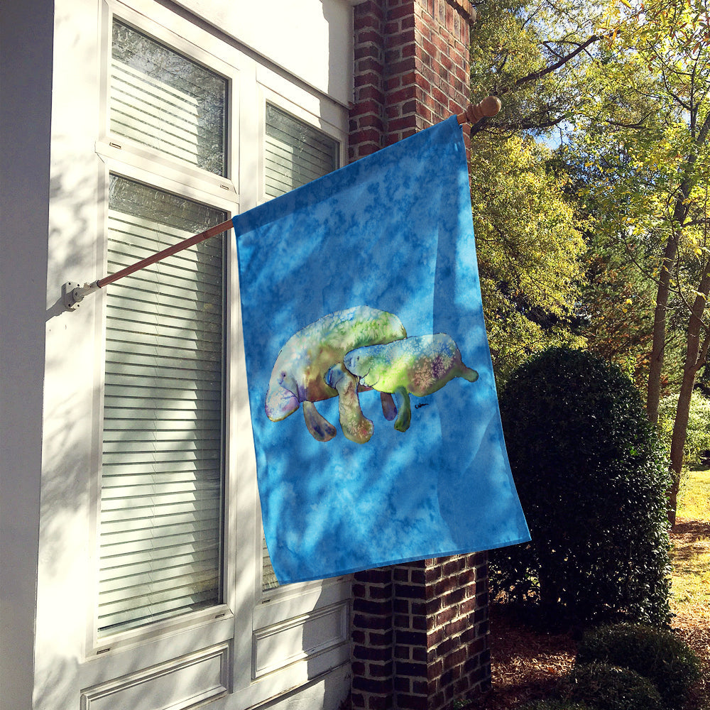 Manatee House Flag 28x40 Porch Sleeve Pole Decorative Outside Yard Banner Artwork Wall Hanging, Polyester