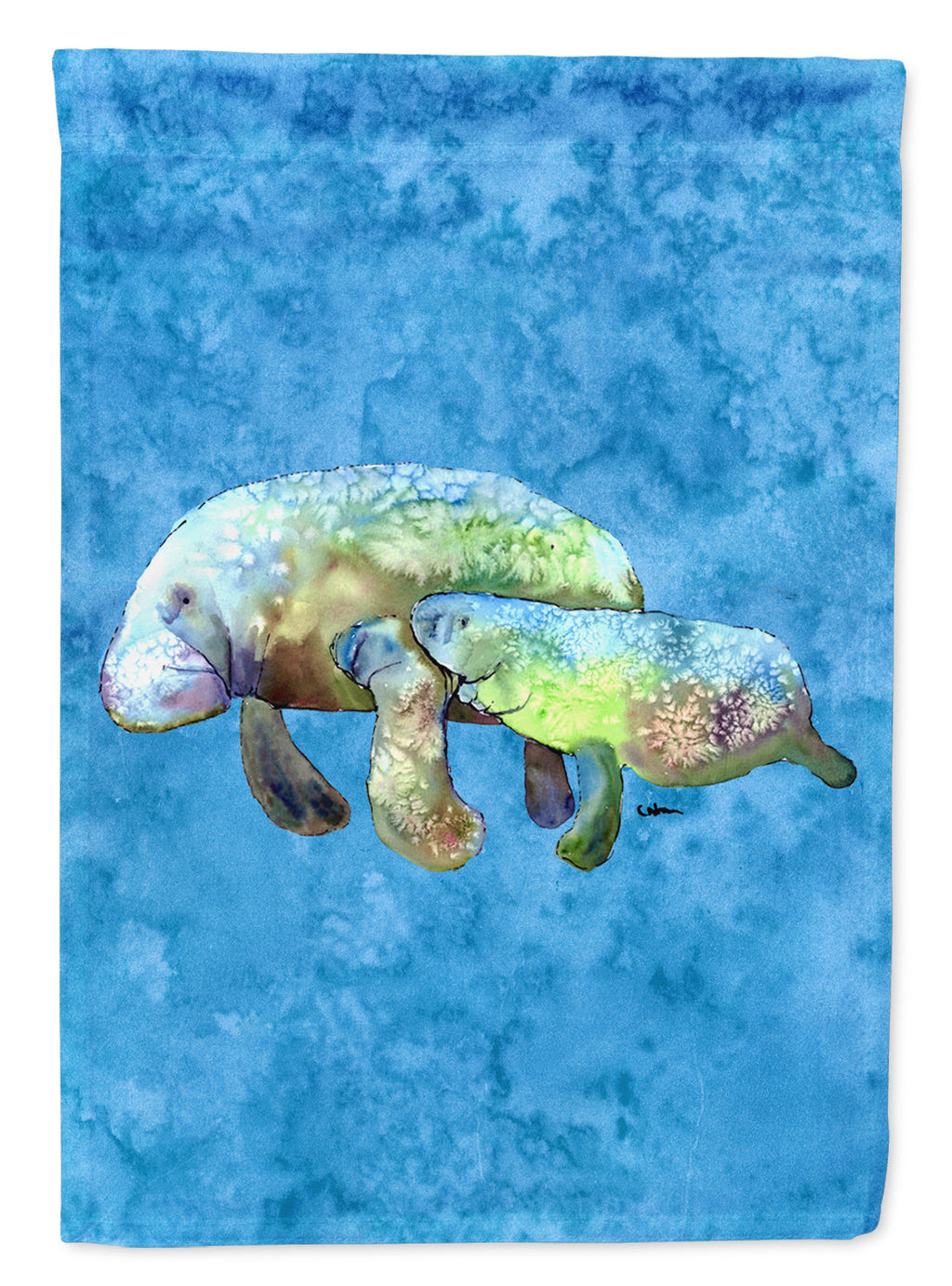 Manatee House Flag 28x40 Porch Sleeve Pole Decorative Outside Yard Banner Artwork Wall Hanging, Polyester