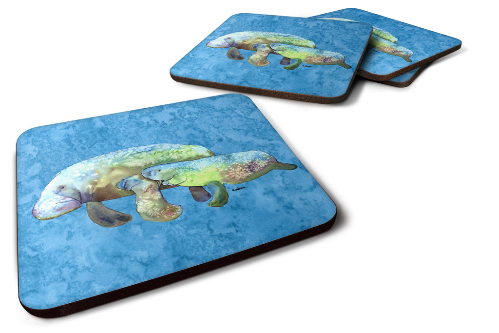 Manatee Foam Coasters Set of 4 Cup Coasters for Indoor Outdoor, Tabletop Protection, Anti Slip, Mouse pad Material