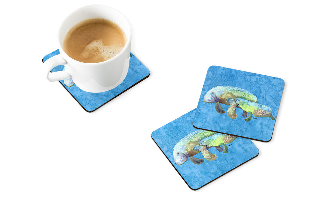 Manatee Foam Coasters Set of 4 Cup Coasters for Indoor Outdoor, Tabletop Protection, Anti Slip, Mouse pad Material
