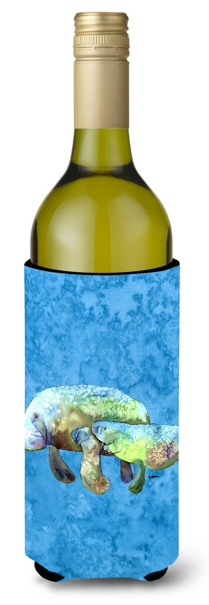 Manatee Wine Bottle Hugger Gift Sleeve for Standard 750 ml Bottles, Insulated Reusable Also Fits Mini Shot & Pint Bottles
