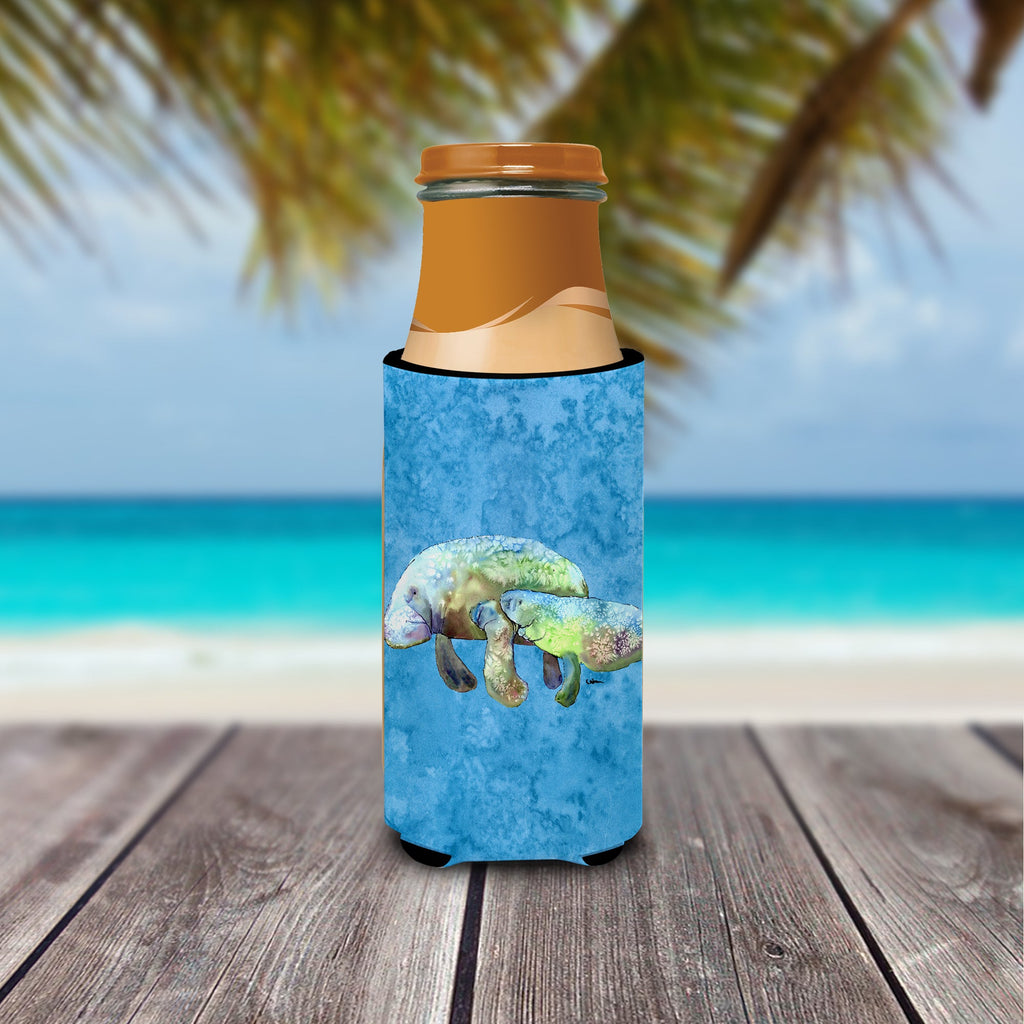 Manatee Slim Can Hugger , Insulated Foam Hugger for 12 oz Slim Cans, Beer Bottles & Water Bottles, Printed in USA