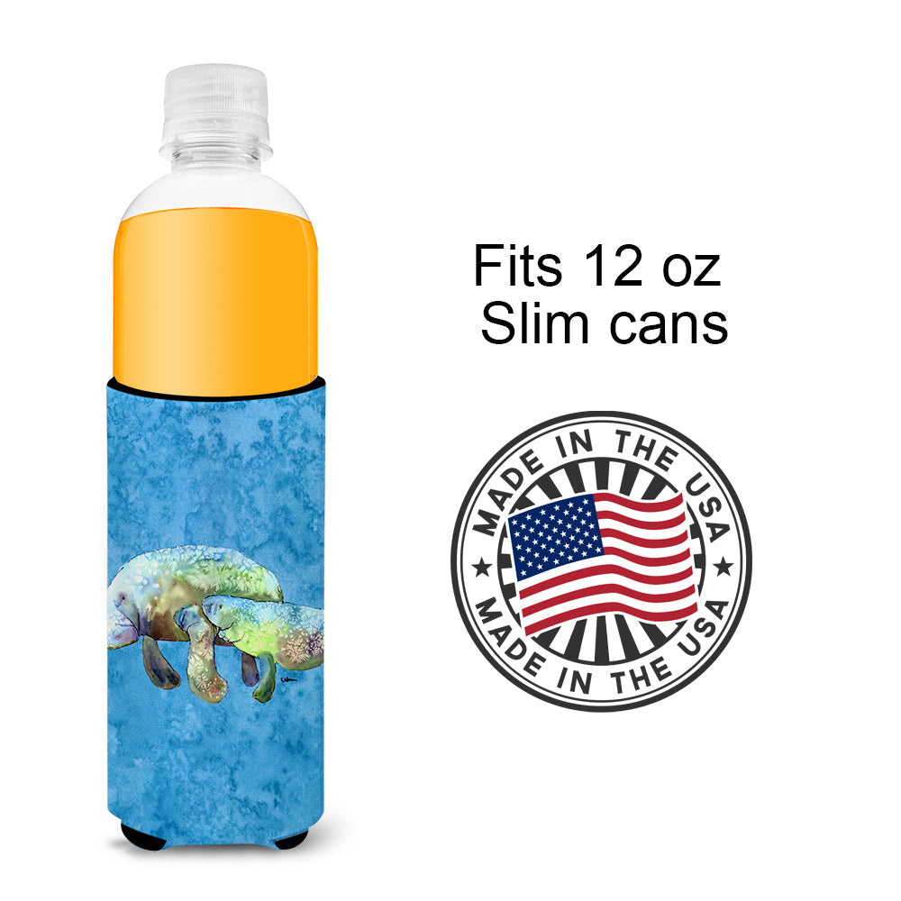 Manatee Slim Can Hugger , Insulated Foam Hugger for 12 oz Slim Cans, Beer Bottles & Water Bottles, Printed in USA