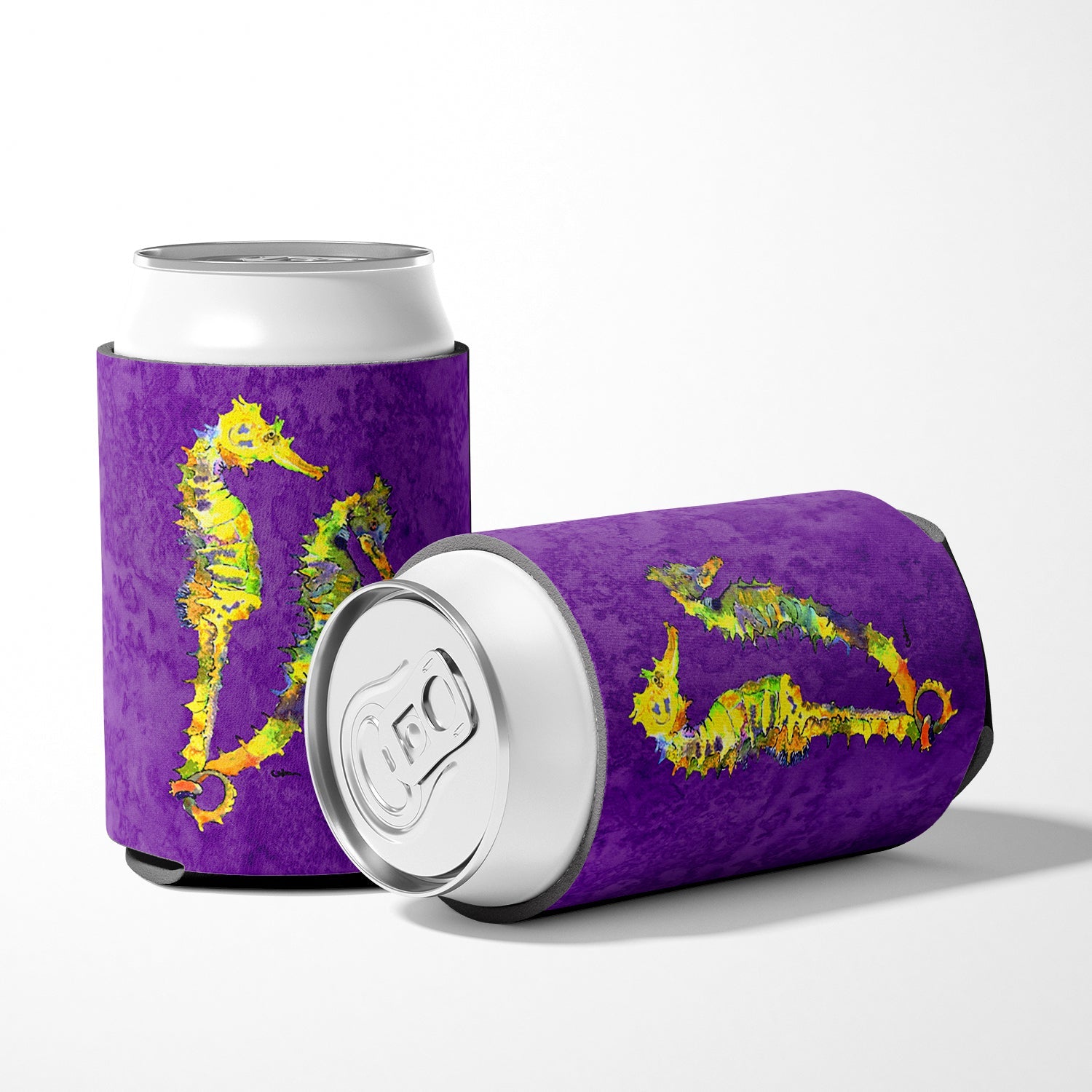 Seahorse Can or Bottle Hugger Cooler Sleeve for Standard 12 oz Cans, Insulated Foam Beer & Soda Can Hugger Reusable