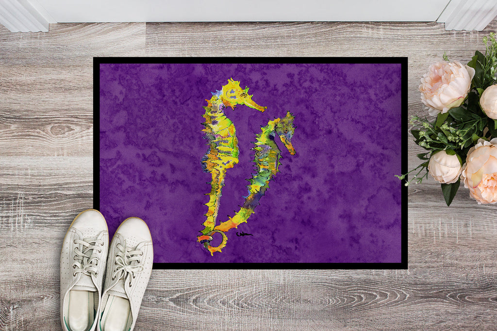 Seahorse Doormat Indoor Outdoor 24H X 36W Front Door Mat Rugs for Entryway, Non Slip Washable Low Pile,