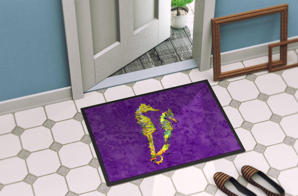 Seahorse Doormat Indoor Outdoor 24H X 36W Front Door Mat Rugs for Entryway, Non Slip Washable Low Pile,