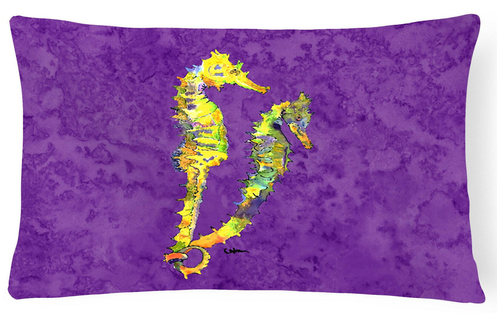 Seahorse Decorative Throw Pillow 12x16 Indoor Outdoor Accent Cushion, Fabric Cover with Insert for Sofa, Bed, Porch & Living Room