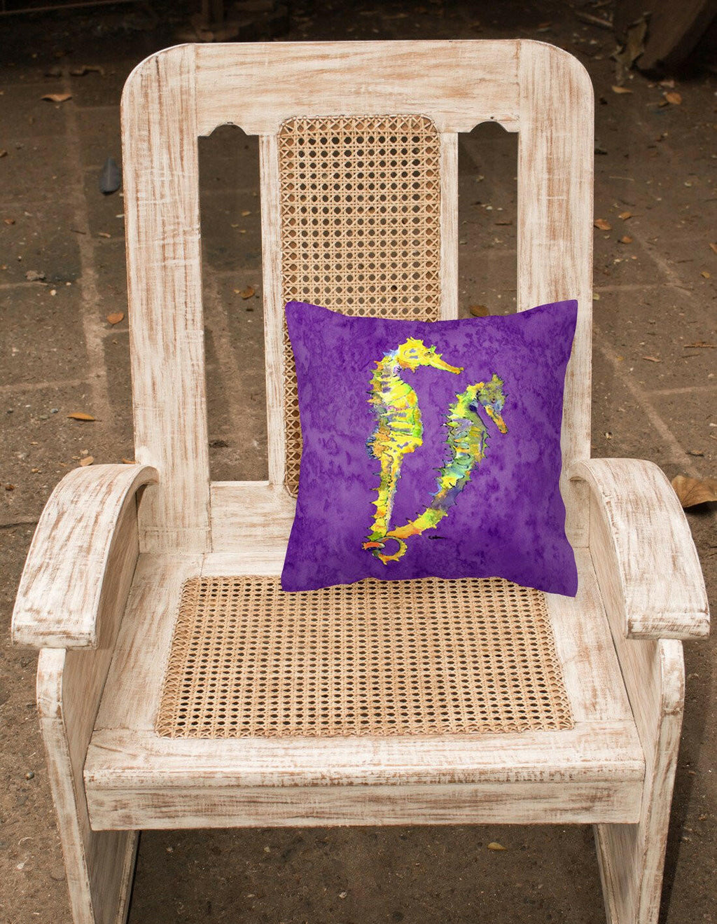 Seahorse Decorative Throw Pillow 14x14 Indoor Outdoor Accent Cushion, Fabric Cover with Insert for Sofa, Bed, Porch & Living Room