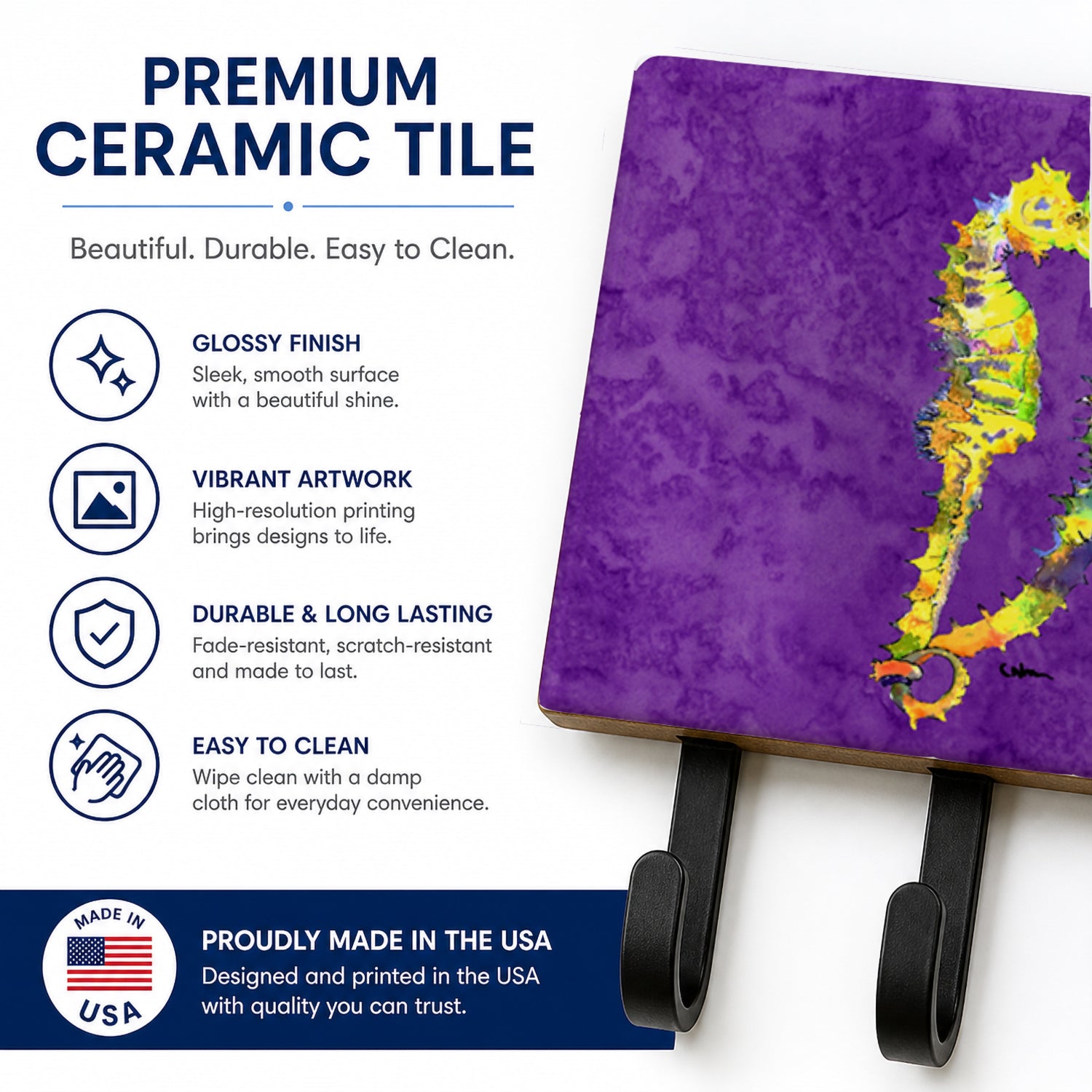 Seahorse Leash or Key Holder Wall Hooks, Coat Rack Wall Mount, for Hanging Keys, Towels, Aprons, Leashes