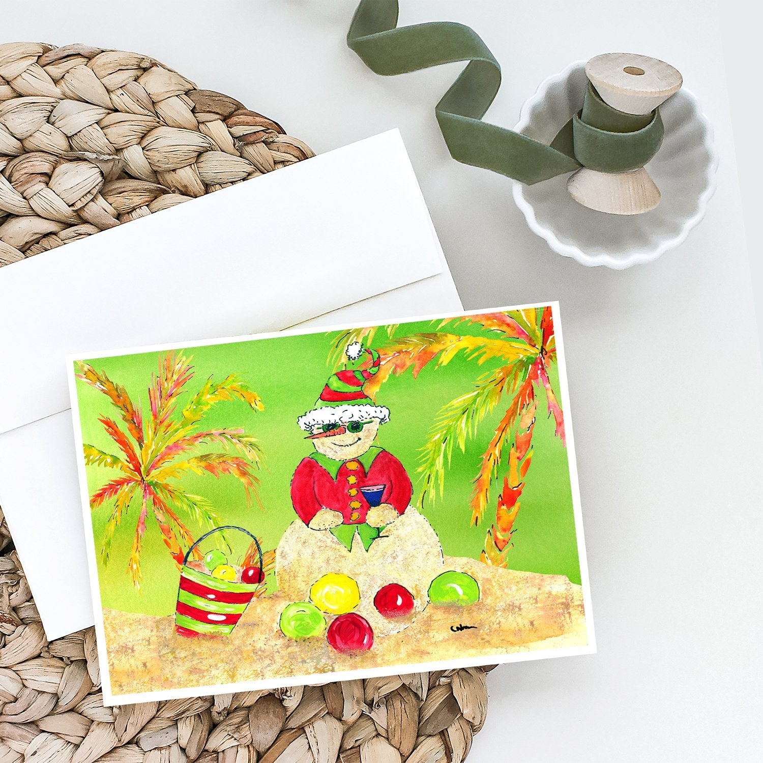 Sandman Snowman Greeting Cards Pack of 8 Blank Cards with Envelopes Whimsical A7 Size 5x7