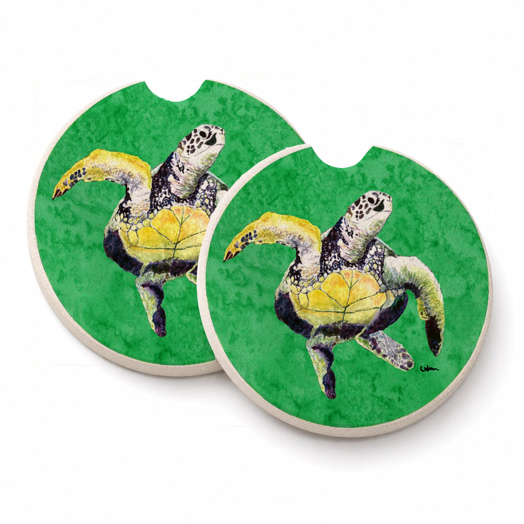 Turtle Set of 2 Cup Holder Car Coasters Absorbent Round Sandstone Coasters Gifts for Men or Women, 2.5, Multicolor