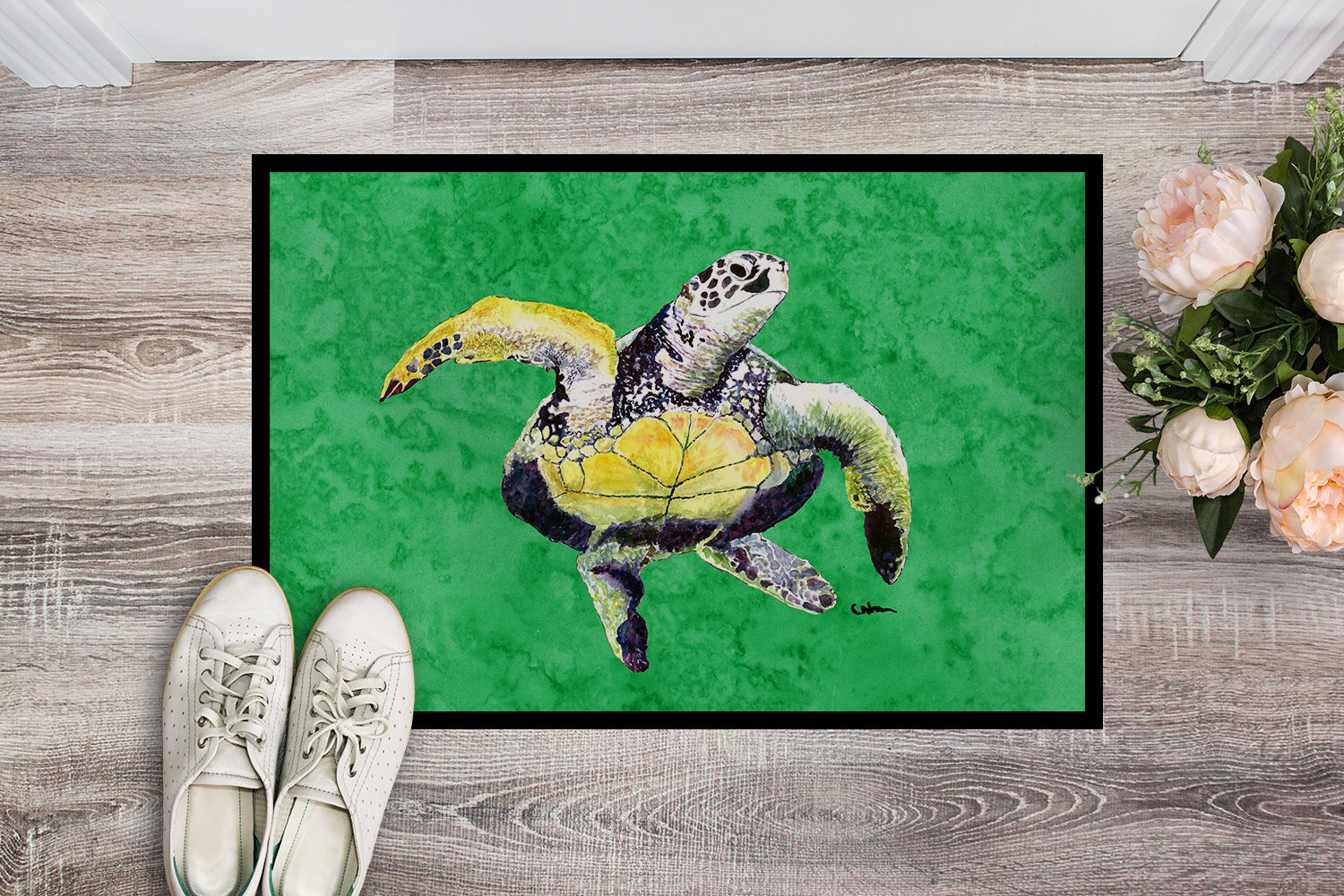 Turtle Doormat Indoor Outdoor 24H X 36W Front Door Mat Rugs for Entryway, Non Slip Washable Low Pile,