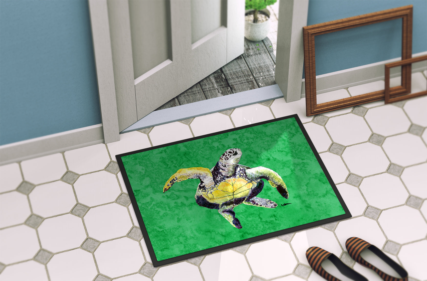 Turtle Doormat Indoor Outdoor 24H X 36W Front Door Mat Rugs for Entryway, Non Slip Washable Low Pile,