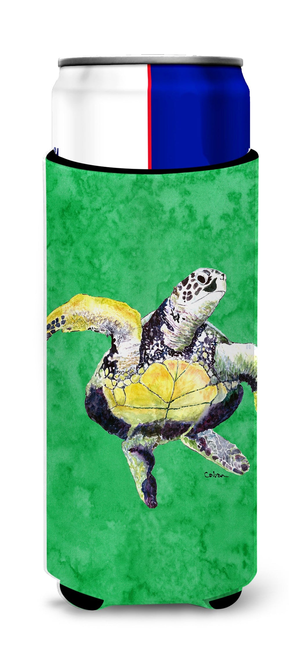 Turtle Slim Can Hugger , Insulated Foam Hugger for 12 oz Slim Cans, Beer Bottles & Water Bottles, Printed in USA
