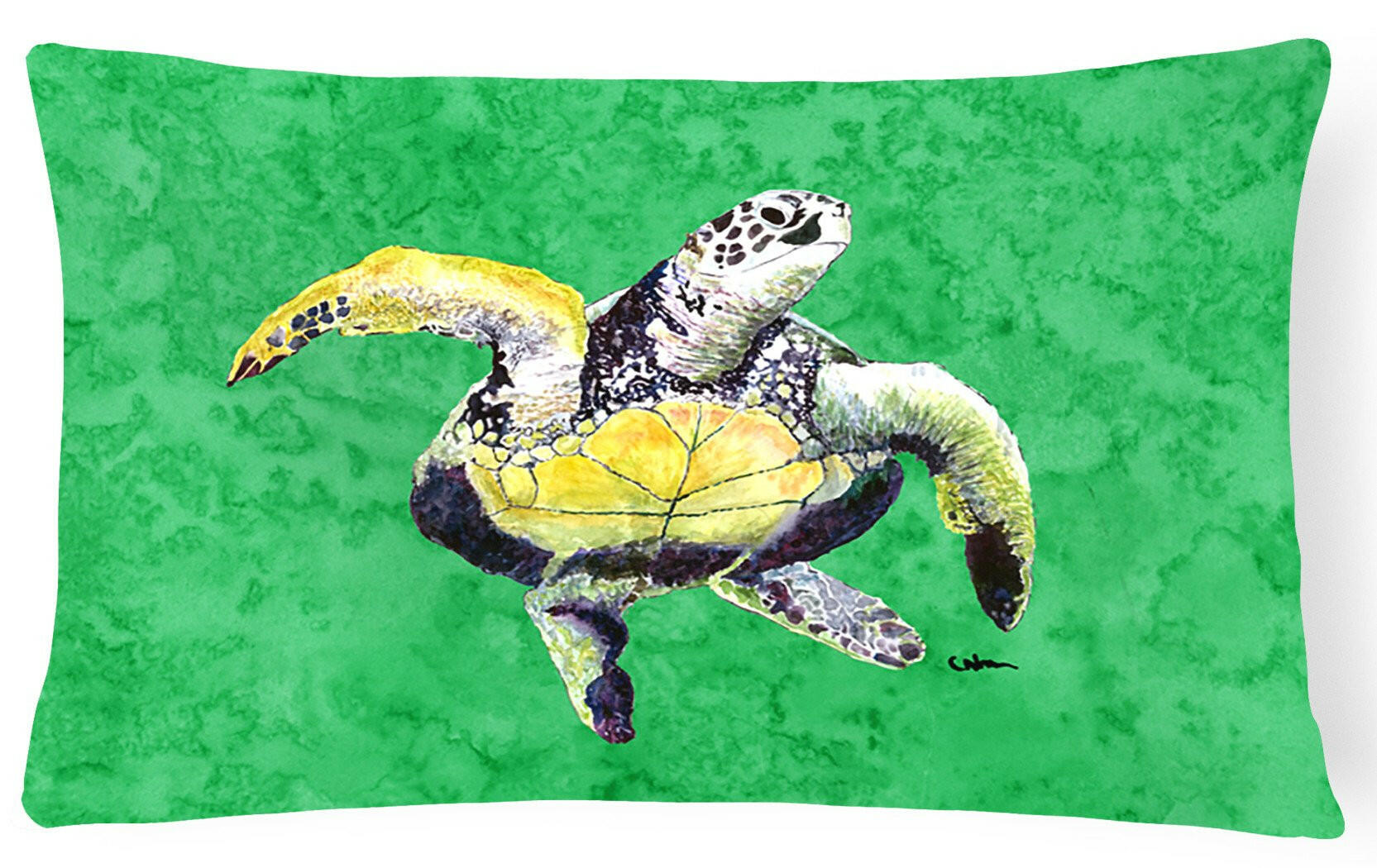 Turtle Decorative Throw Pillow 12x16 Indoor Outdoor Accent Cushion, Fabric Cover with Insert for Sofa, Bed, Porch & Living Room