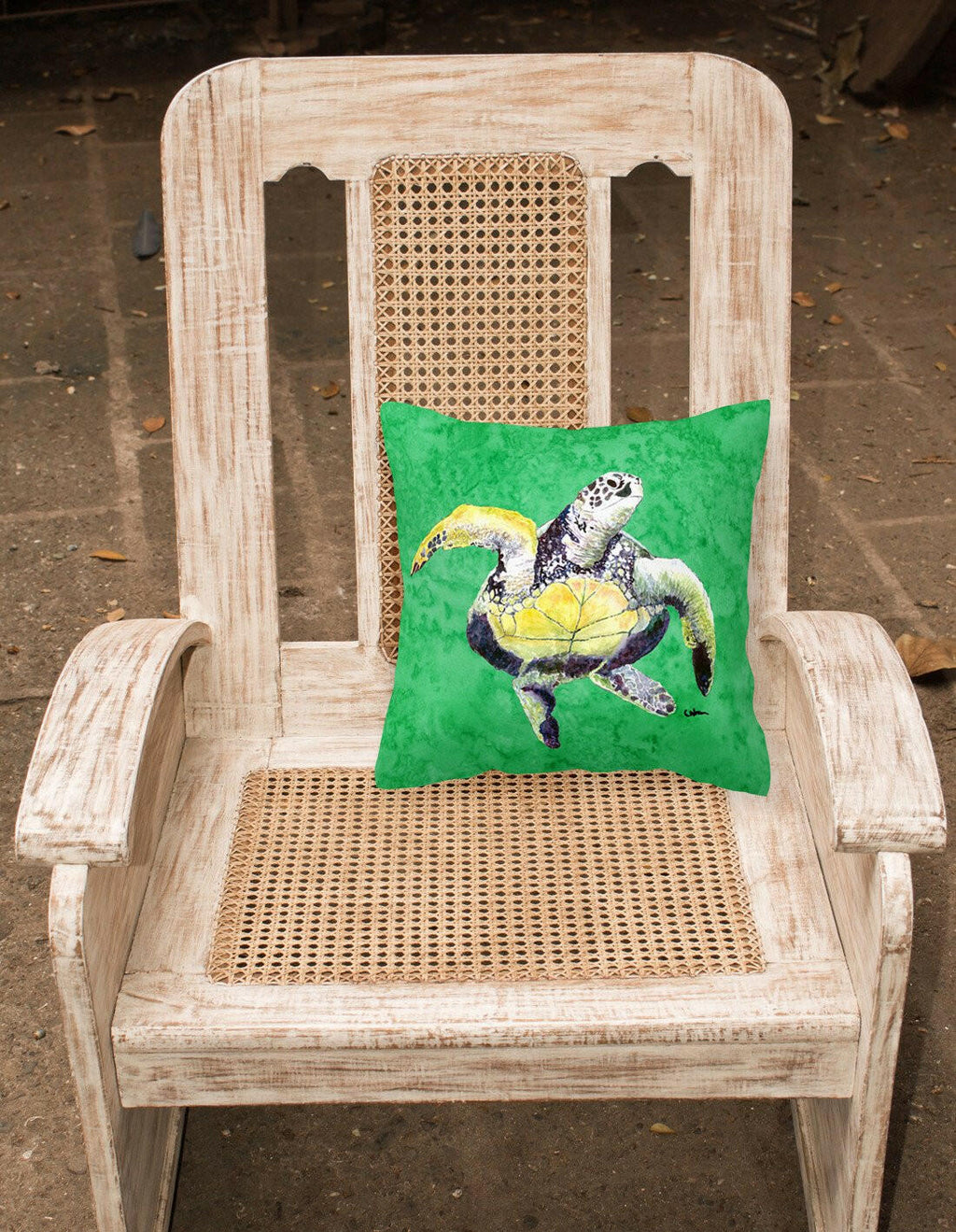 Turtle Decorative Throw Pillow 14x14 Indoor Outdoor Accent Cushion, Fabric Cover with Insert for Sofa, Bed, Porch & Living Room