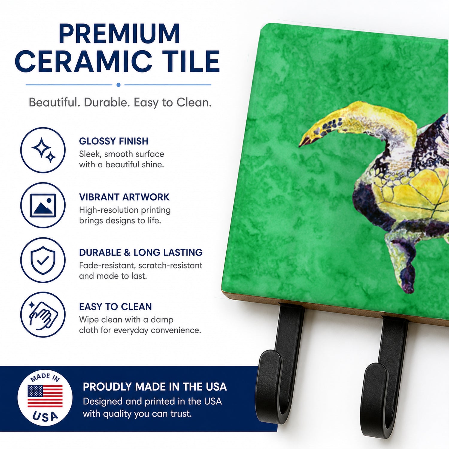 Turtle Leash or Key Holder Wall Hooks, Coat Rack Wall Mount, for Hanging Keys, Towels, Aprons, Leashes