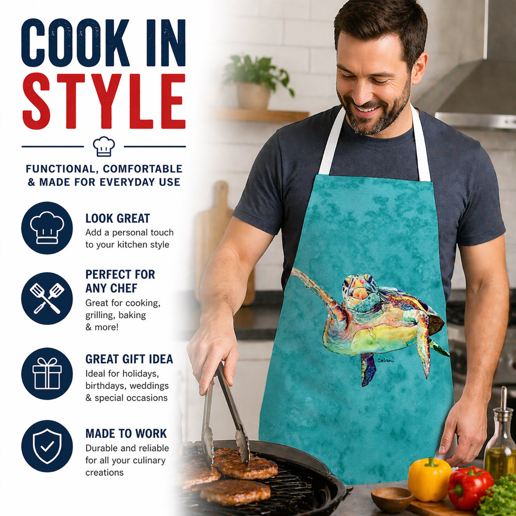Turtle Apron Cooking Kitchen Server Baking Crafts Gardening for Adult Women Men, Unisex, Large, Multicolor