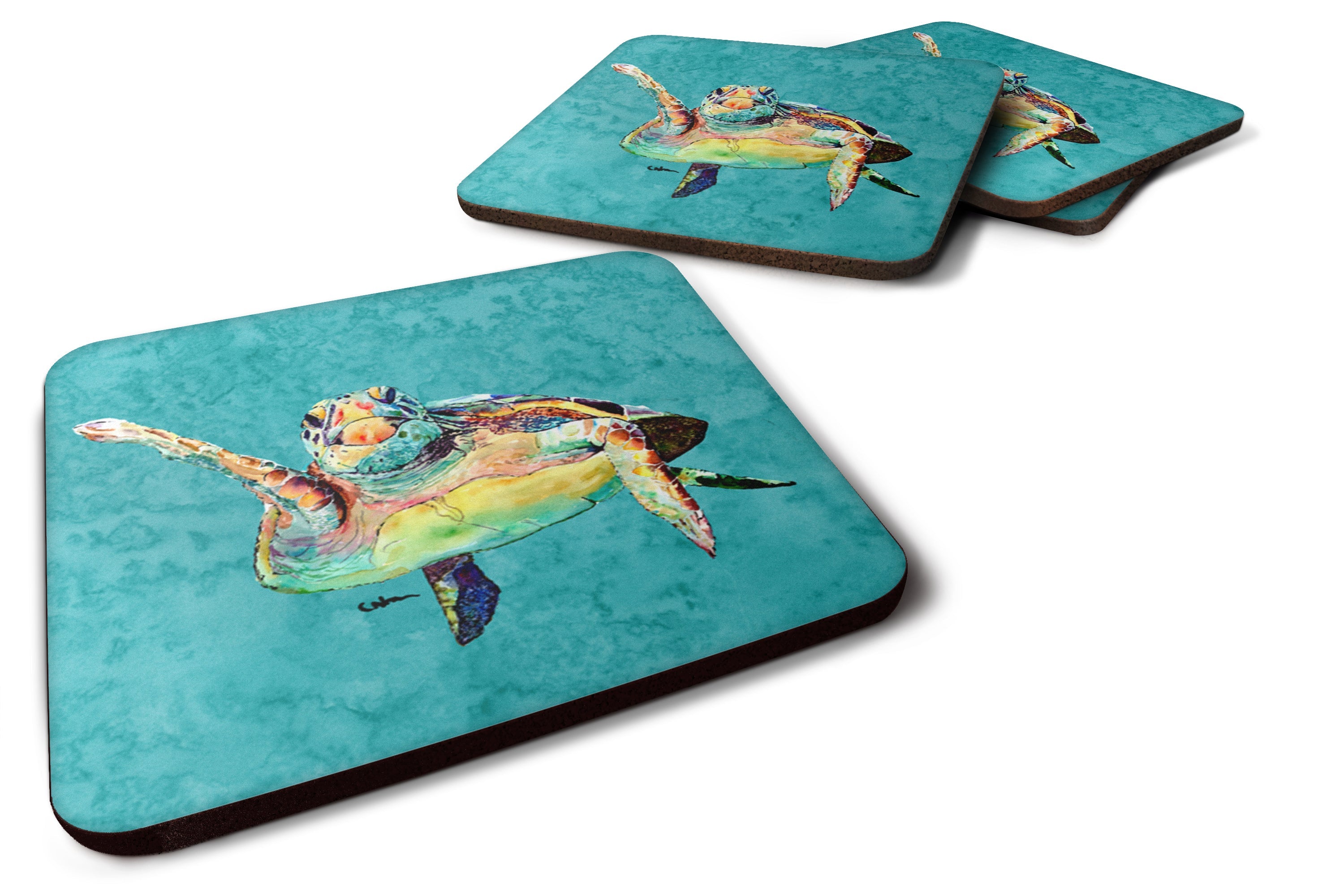 Turtle Foam Coasters Set of 4 Cup Coasters for Indoor Outdoor, Tabletop Protection, Anti Slip, Mouse pad Material