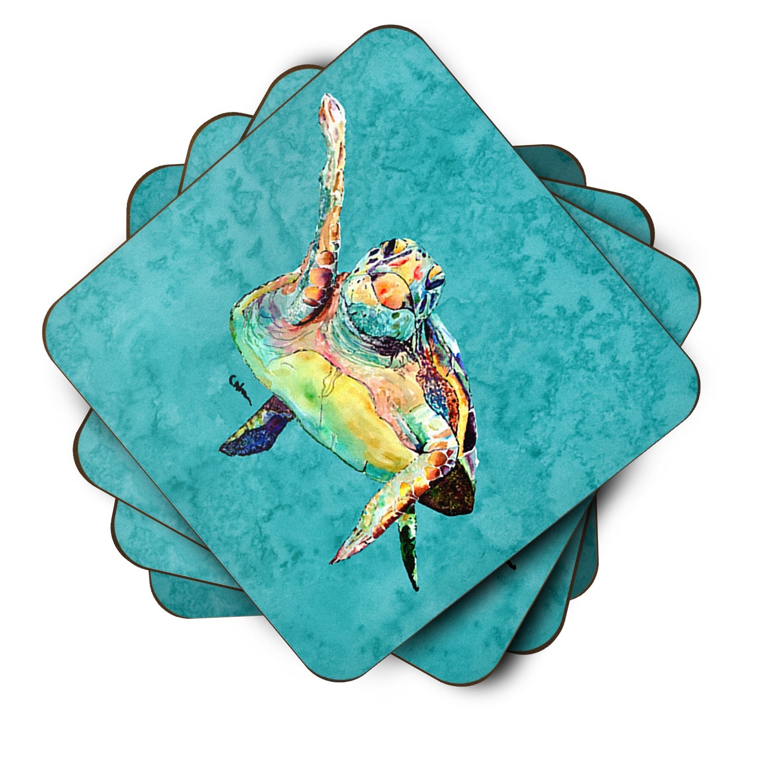 Turtle Foam Coasters Set of 4 Cup Coasters for Indoor Outdoor, Tabletop Protection, Anti Slip, Mouse pad Material