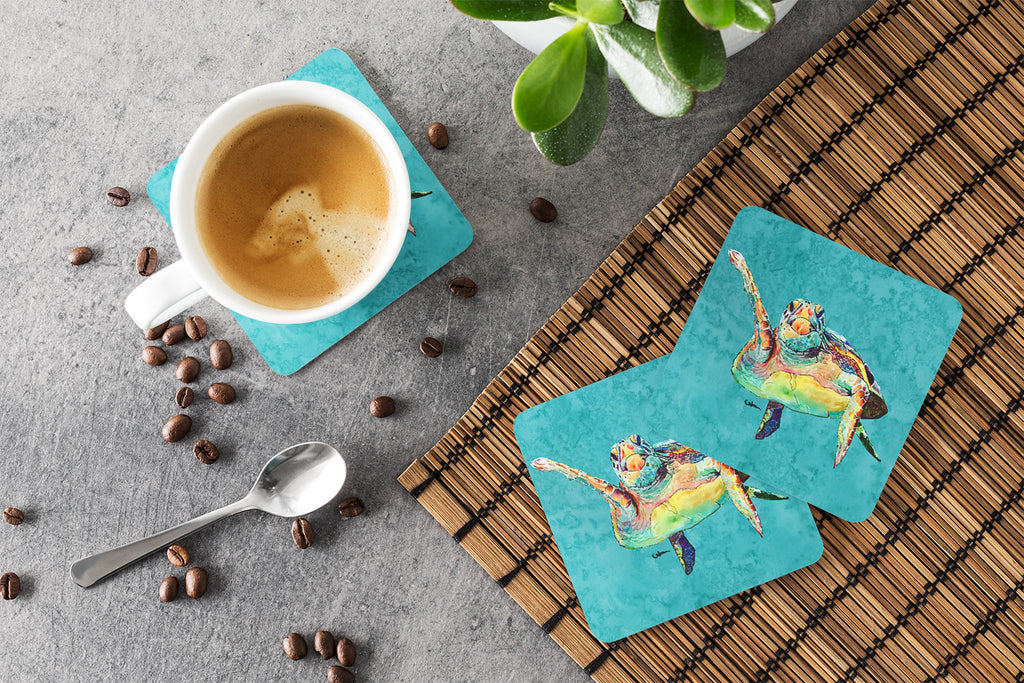 Turtle Foam Coasters Set of 4 Cup Coasters for Indoor Outdoor, Tabletop Protection, Anti Slip, Mouse pad Material