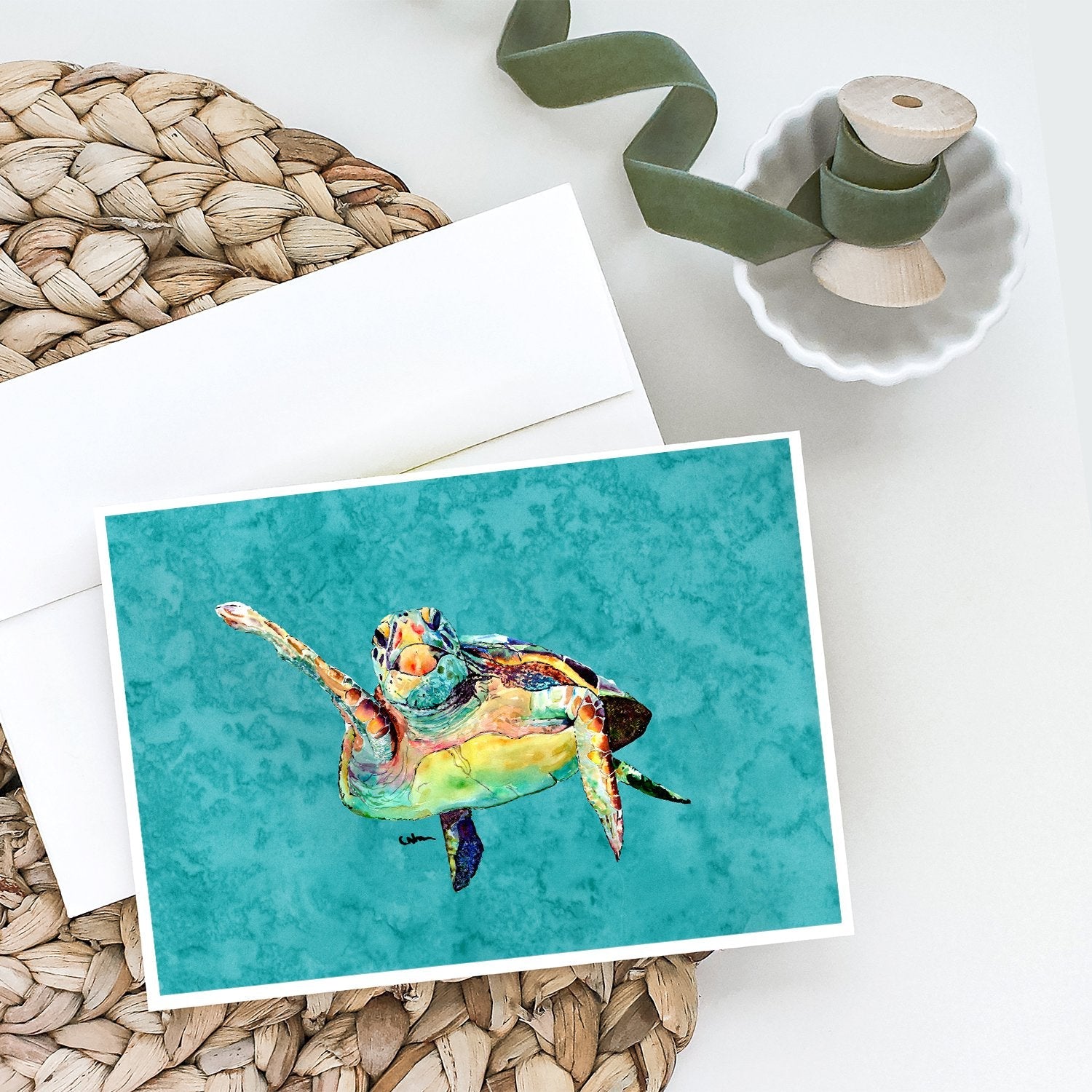 Turtle Greeting Cards Pack of 8 Blank Cards with Envelopes Whimsical A7 Size 5x7