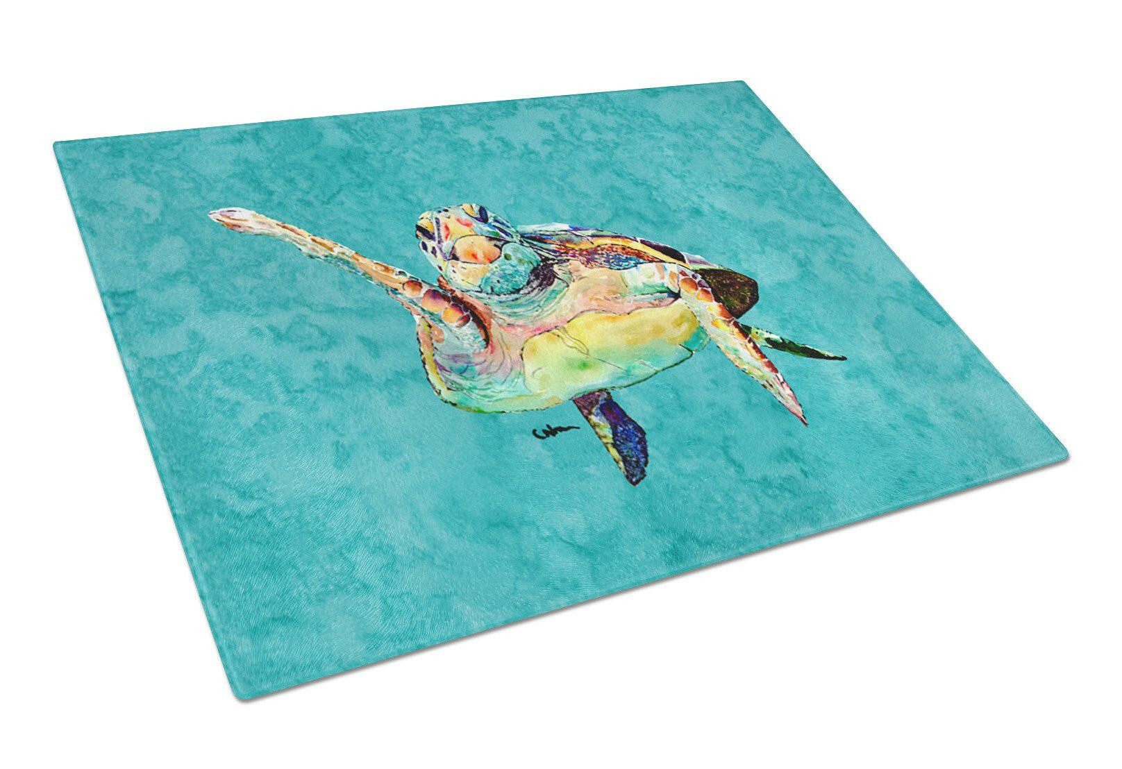 Turtle Cutting Board Tempered Glass Kitchen Cutting Surface, Heat Resistant Chopping, Non-Slip Feet, Food Prep & Serving