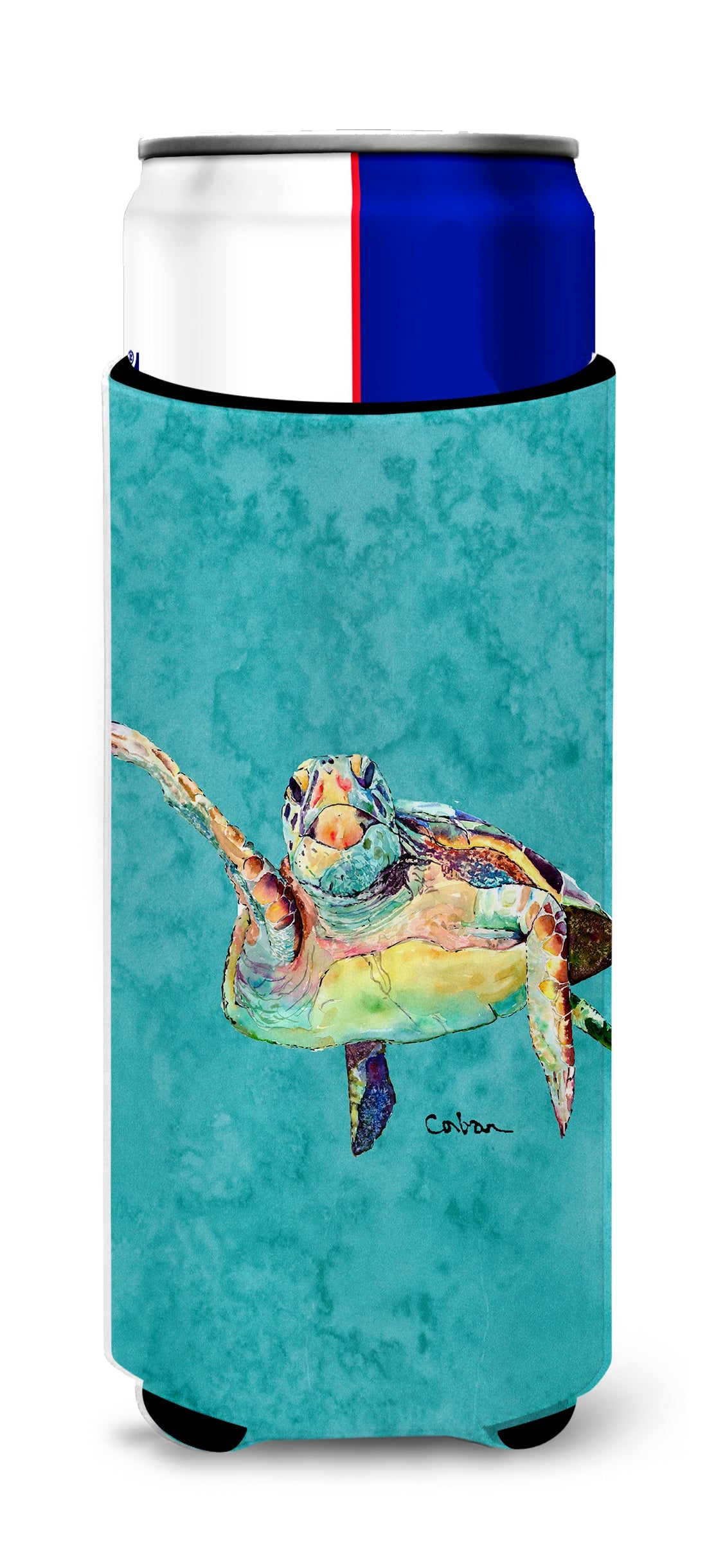 Turtle Slim Can Hugger , Insulated Foam Hugger for 12 oz Slim Cans, Beer Bottles & Water Bottles, Printed in USA