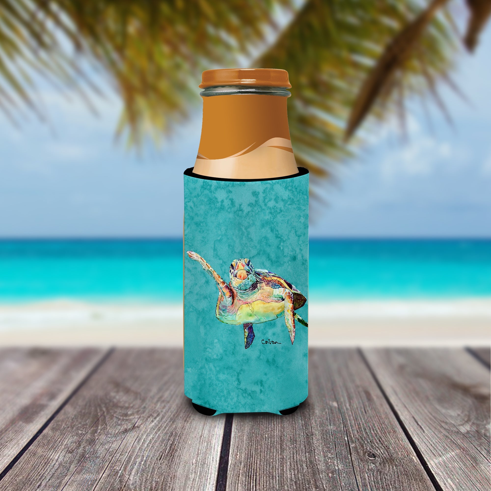 Turtle Slim Can Hugger , Insulated Foam Hugger for 12 oz Slim Cans, Beer Bottles & Water Bottles, Printed in USA