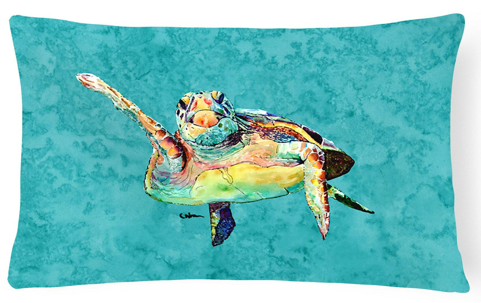 Turtle Decorative Throw Pillow 12x16 Indoor Outdoor Accent Cushion, Fabric Cover with Insert for Sofa, Bed, Porch & Living Room