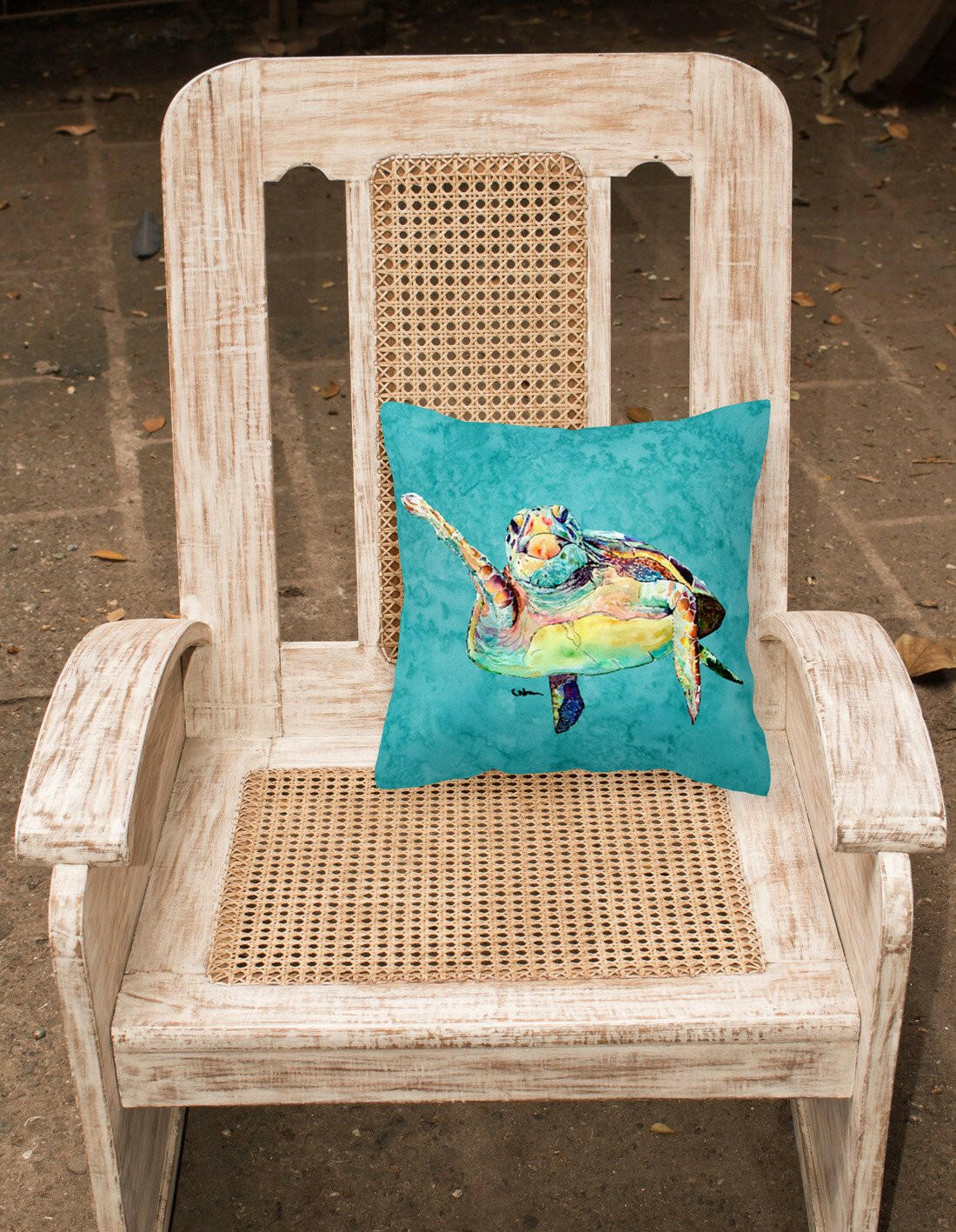 Turtle Decorative Throw Pillow 14x14 Indoor Outdoor Accent Cushion, Fabric Cover with Insert for Sofa, Bed, Porch & Living Room