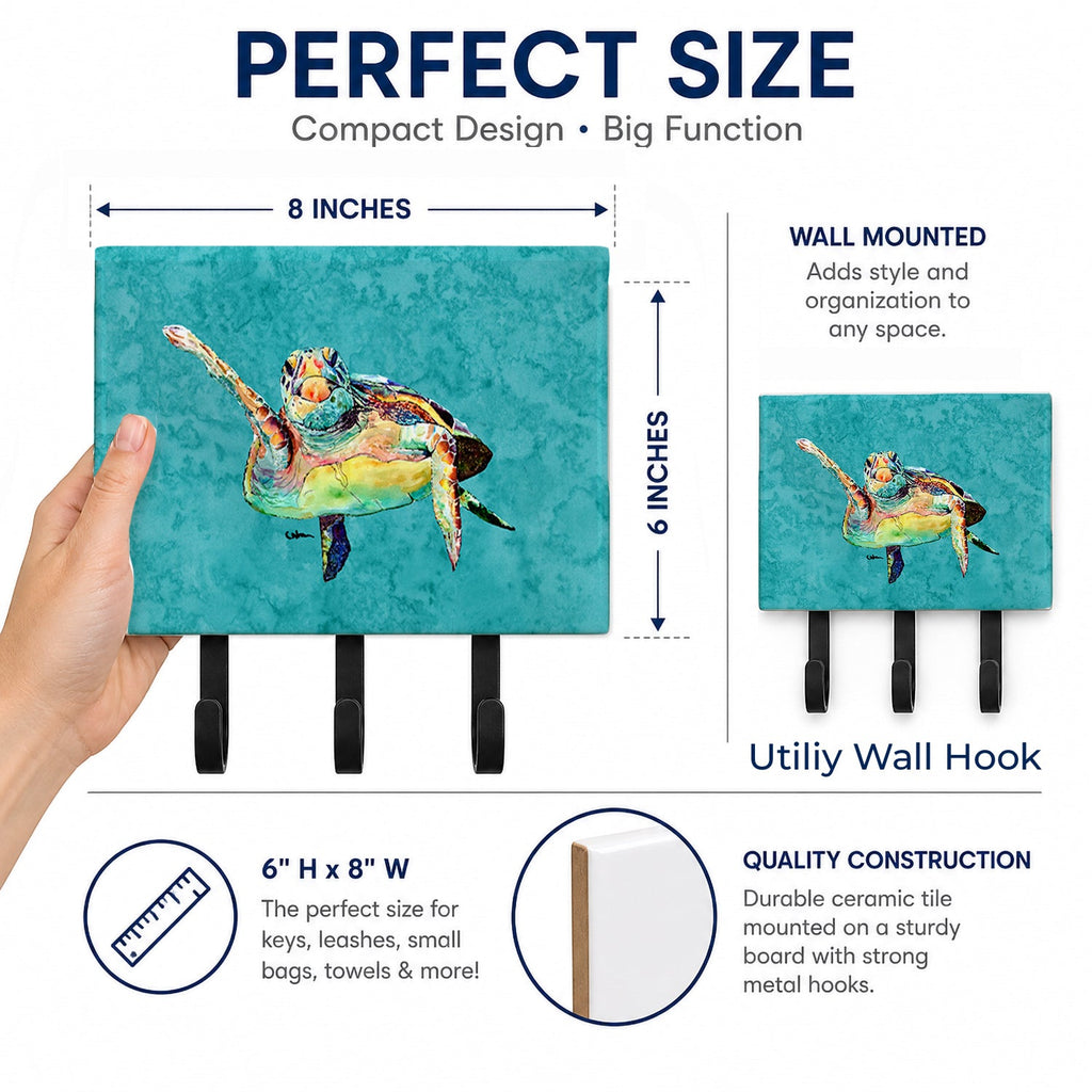 Turtle Leash or Key Holder Wall Hooks, Coat Rack Wall Mount, for Hanging Keys, Towels, Aprons, Leashes